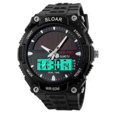 Load image into Gallery viewer, 2018 New Men Sports Solar Power Dual Time Display Water Resistant Electronic Wrist Watch sport digital watch montre homme