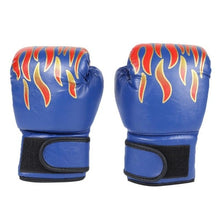 Load image into Gallery viewer, 1 pair Kids Children Boxing Gloves Professional Flame Mesh Breathable PU Leather Flame Gloves Sanda Boxing Training Glove