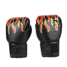 Load image into Gallery viewer, 1 pair Kids Children Boxing Gloves Professional Flame Mesh Breathable PU Leather Flame Gloves Sanda Boxing Training Glove