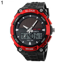 Load image into Gallery viewer, 2018 New Men Sports Solar Power Dual Time Display Water Resistant Electronic Wrist Watch sport digital watch montre homme