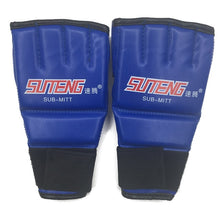 Load image into Gallery viewer, 1 Pair PU Leather Half Mitts Mitten MMA Muay Thai Training Punching Sparring Boxing Gloves Golden/White/Red